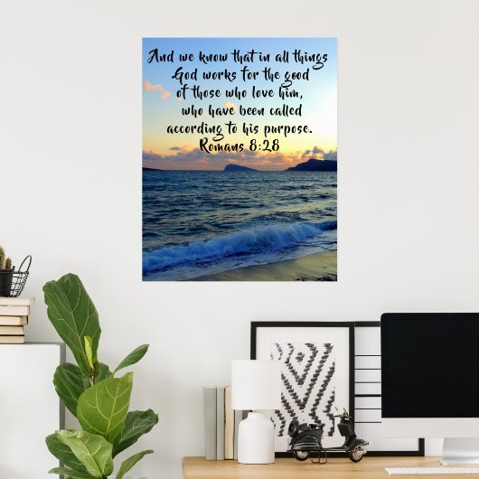 Römer 8:28 Wir wissen, dass in allem Christlich Poster (Heimbüro)