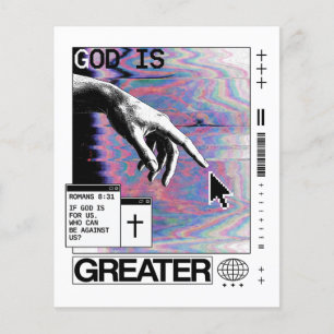 Römer 8,31 Cyberpunk Hand Gottes Glitch-Art Flyer