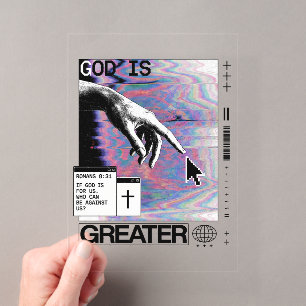 Römer 8:31 Cyberpunk Hand Of God Glitch Art Acryleinladungen
