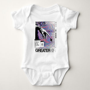 Römer 8:31 Cyberpunk Hand Of God Glitch Art Baby Strampler