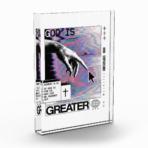 Römer 8:31 Cyberpunk Hand Of God Glitch Art Fotoblock