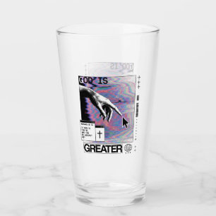 Römer 8:31 Cyberpunk Hand Of God Glitch Art Glas
