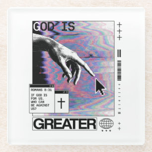 Römer 8:31 Cyberpunk Hand Of God Glitch Art Glasuntersetzer