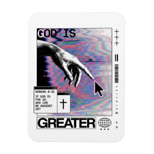 Römer 8:31 Cyberpunk Hand Of God Glitch Art Magnet