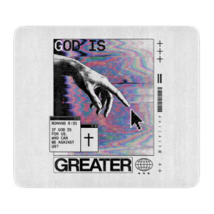 Römer 8:31 Cyberpunk Hand Of God Glitch Art Schneidebrett