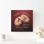 Römer 8 39 Liebe des Verses Gottes Rosa Braun Quadratische Wanduhr (Zuhause)