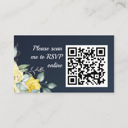 Römisch-gelbe Aquarellfarben-Rose-Blu-QR-Code Begleitkarte (Rückseite)