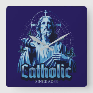 Römisch Katholisch seit AD33 Jesus Christus Quadratische Wanduhr