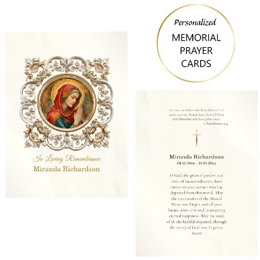 Römisch-katholische Jungfrau Mary Funerary Prayer Platzkarte