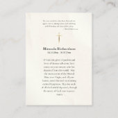Römisch-katholische Jungfrau Mary Funerary Prayer Platzkarte (Rückseite)