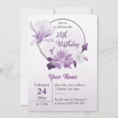 Römisch-violette Blumen botanischer Geburtstag Einladung (Vorderseite)