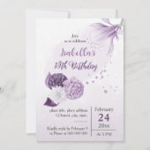 Römisch-violette Blumen botanischer Geburtstag Einladung (Vorderseite)