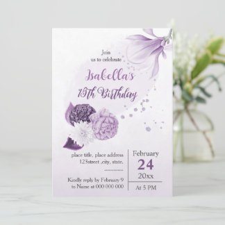 Römisch-violette Blumen botanischer Geburtstag Einladung