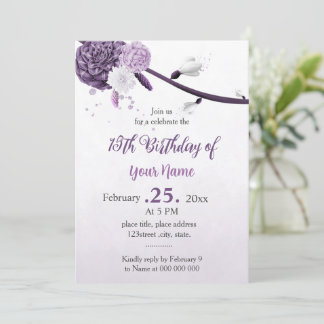 Römisch-violette Blumen botanischer Geburtstag Einladung