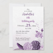 Römisch-violette Blumen botanischer Geburtstag Einladung (Vorderseite)