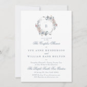 Römische Blumen-Monogramm-Keilpaare Dusche Einladung (Vorderseite)