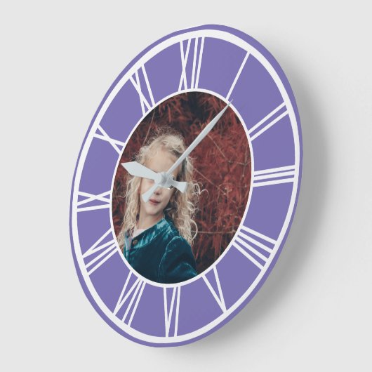 Römische Grenze Lila Foto Runde Große Wanduhr (Winkel)