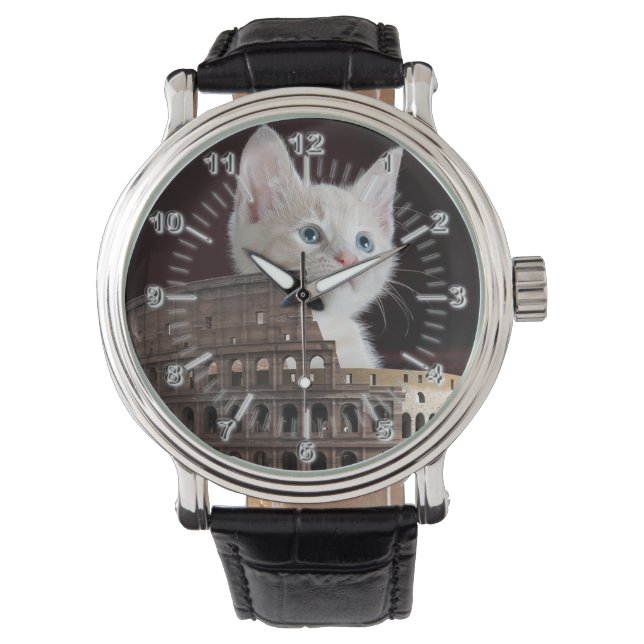 Römische Katzen Armbanduhr (Vorderseite)