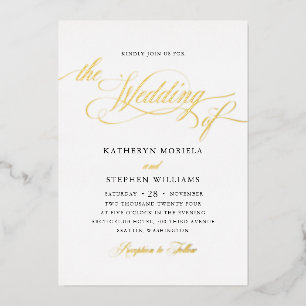 Römische klassische Schrift Kalligrafie Hochzeit G Folieneinladung