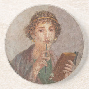 Römische Kunst Pompeji Sappho Mädchen mit Stylus A Getränkeuntersetzer