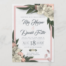 Römische Pfirsiche und Weiße Blüten Einladung