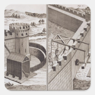 Römische Rammböcke, vom 'Encyclopedie DES S Quadratischer Aufkleber