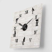 Römische schwarze Zahlen Katzen Rustikales Holz Quadratische Wanduhr (Winkel)