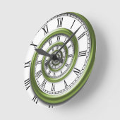 Römische Spirale - grün Runde Wanduhr (Winkel)