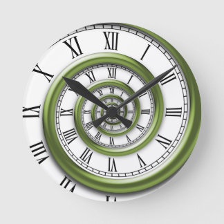 Römische Spirale - grün Runde Wanduhr