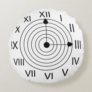 Römische Uhr Schwarz-Weiß-Römische Uhr Rundes Kissen