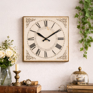 Römische Zahl viktorianische gotische Ästhetik Vin Quadratische Wanduhr