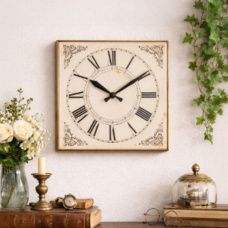 Römische Zahl viktorianische gotische Ästhetik Vin Quadratische Wanduhr