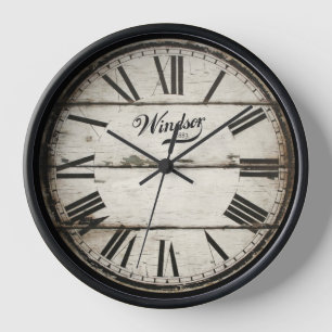 Römische Zahlen aus antiken Schwarz-Weiß-Vintagen  Wanduhr