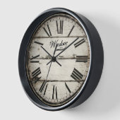 Römische Zahlen aus antiken Schwarz-Weiß-Vintagen Wanduhr (Winkel)