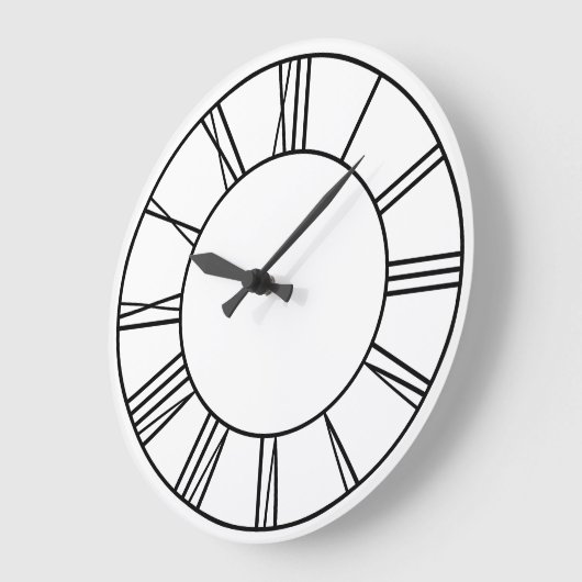 Römische Zahlen in Weiß und Schwarz Große Wanduhr (Winkel)