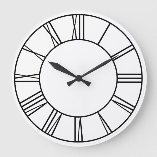 Römische Zahlen in Weiß und Schwarz Große Wanduhr (Vorderseite)