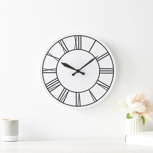 Römische Zahlen in Weiß und Schwarz Große Wanduhr (Zuhause)