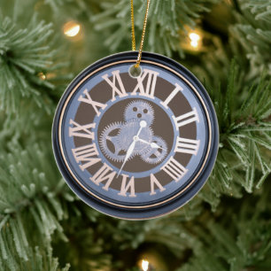 Römische Zahlen Vintage-Uhrwerk-Uhr Keramik Ornament