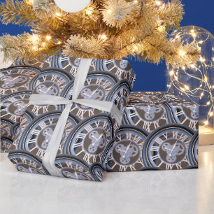 Römische Zahlen Vintage-Zahnrad-Uhr Geschenkpapier