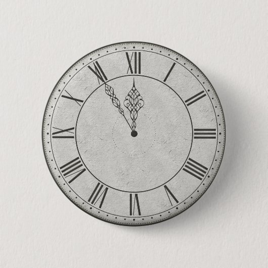 Römische Ziffern-Ziffernblatt B&W Button (Vorderseite)
