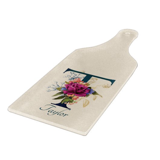 Römischer Blumenmonogramm-Brief T Schneidebrett (Ecke)