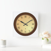 römischer numerischer Holzrahmen Quadratische Wanduhr (Zuhause)