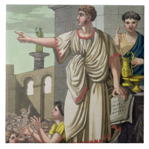 Römischer Redner, von "L'Antica Rom", 1825 (Farbe Fliese