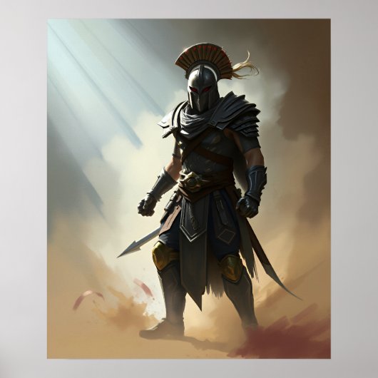 Römischer Spartaner Krieger, dunkle Rüstung Poster (Vorne)