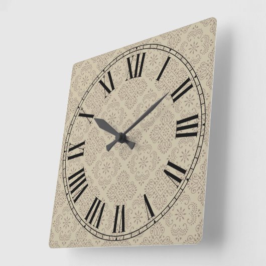 römisches Blumengesicht Quadratische Wanduhr (Winkel)