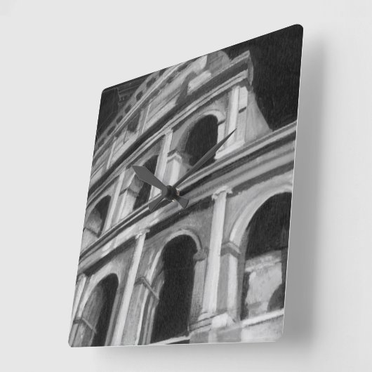 Römisches Colosseum mit Architekturzeichnungen Quadratische Wanduhr (Winkel)
