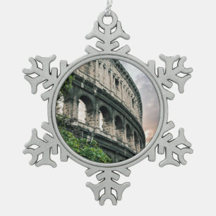 Römisches Colosseum Schneeflocken Zinn-Ornament