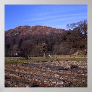 Römisches Fort Ambleside Cumbria Postkarten-Kissen Poster
