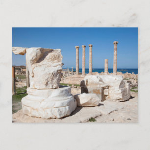 Römisches Forum und Reste einer Statue, Sabratha, Postkarte