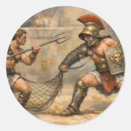Römisches Gladiatorenduell  Runder Aufkleber
